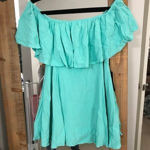 *NEW* teal off the shoulder dress
